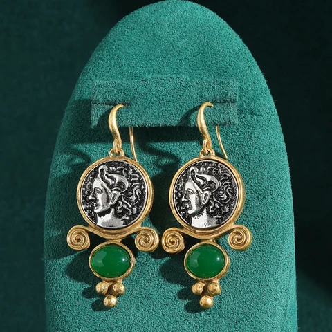 Серьги-капельки LOVE GREEN LIVE GREEN из меди с зеленым агатом