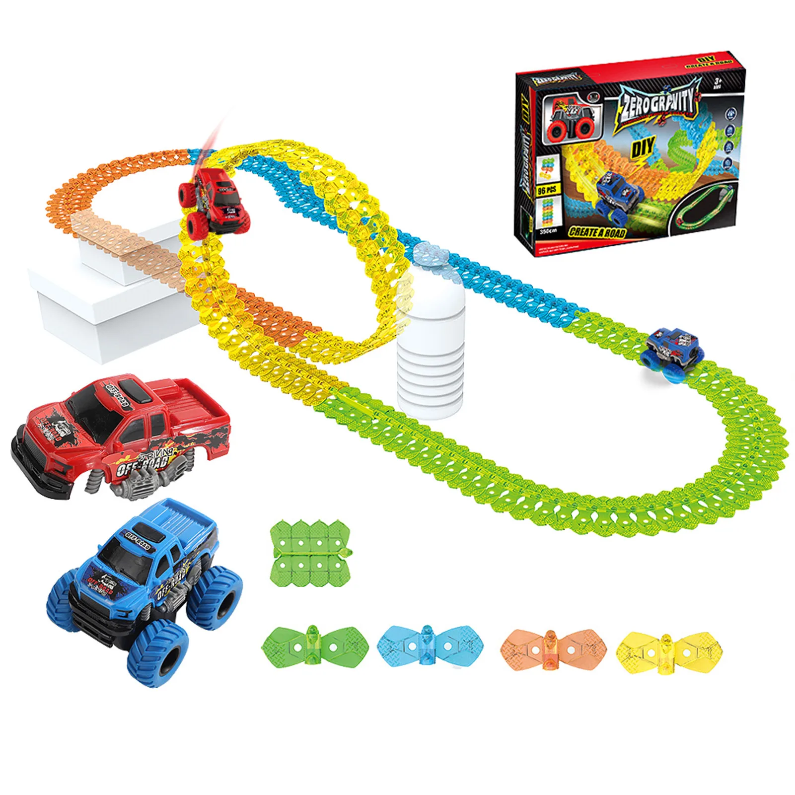 

Race Track For Boys And Kids 192PCS Changeable Glow Race Car Tracks Toys For 3 4 5 6 Year Old Boys Girls With LED Light Up Race