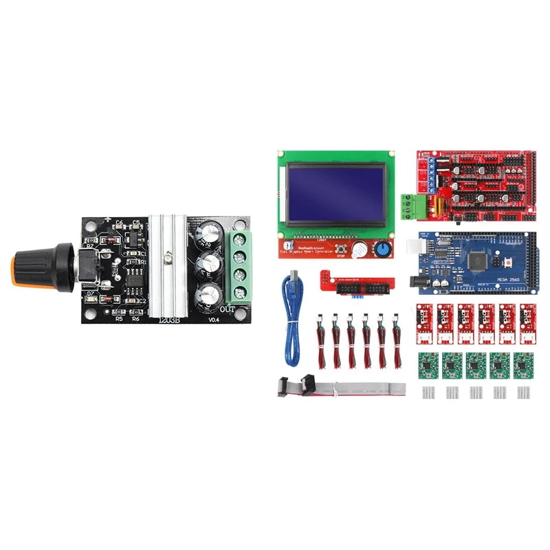 

6V 12V 24V 28V 3A PWM DC Motor Speed Variable Controller Module Switch Regulator & 3D Printer Kit With Mega 2560 Board