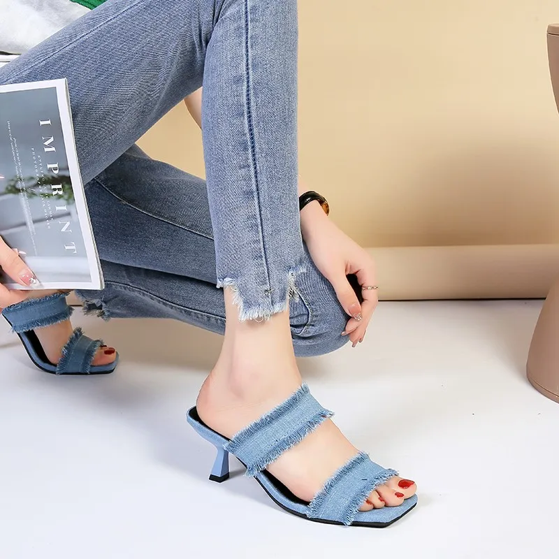 Fashion Summer Sexy High Heels Shoes Casual Women Slippers New Sandals Pumps Dress Party Shoes Walking Flip Flops Slides