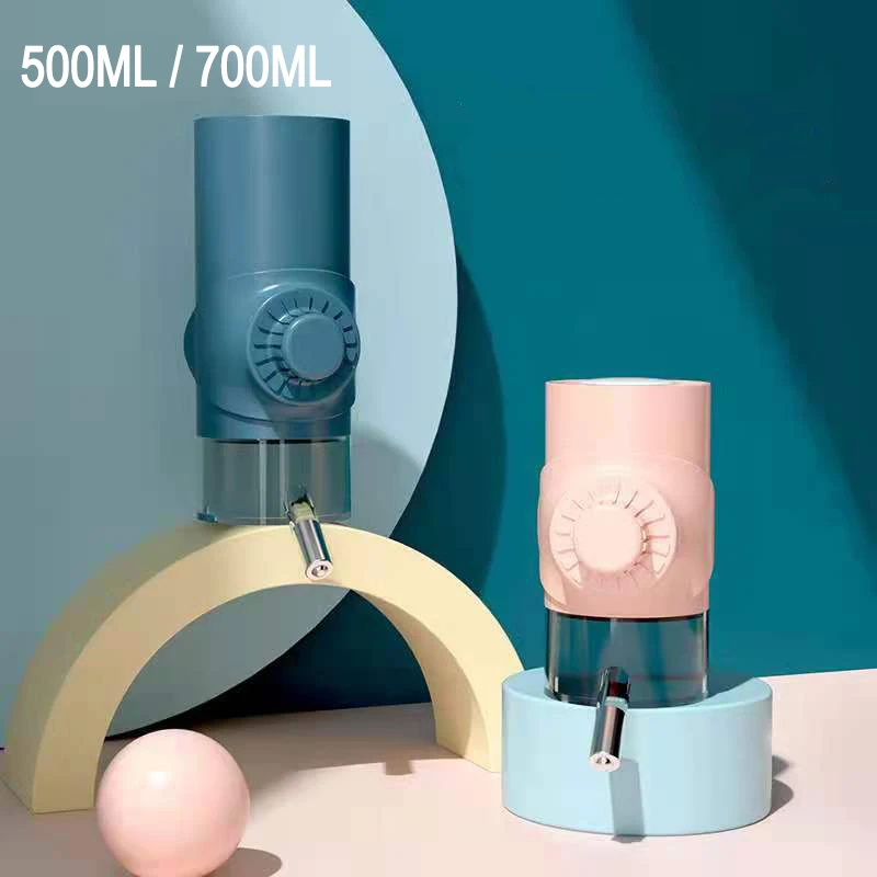 

Pet Drinker Hanging Plastic Water Bottle Dog Cat Drinking Head Add Water At Top 500ml/700ml 4 Colors Pet Water Fountain