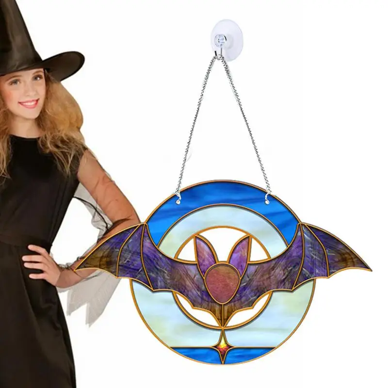 

Bats Door Decor Halloween Stained Acrylic Window Sign With Suction Hook Halloween Decorations Party Favor Bat Decors For Witch