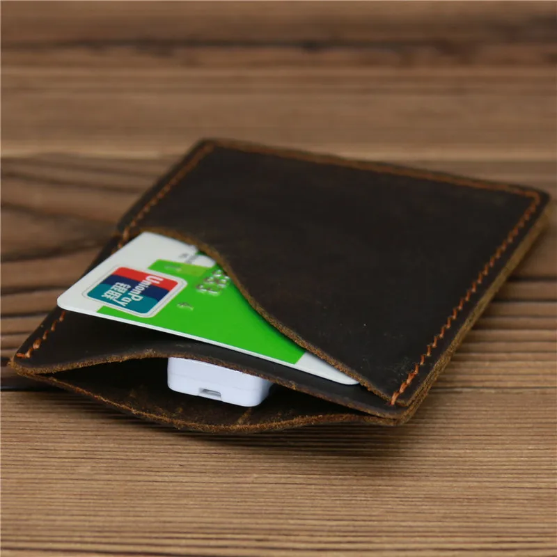 Retro Brown Coffee Color Simple Ultra-thin Explosion Model Men's Leather Truck Bag Crazy Horse Picaka Holder