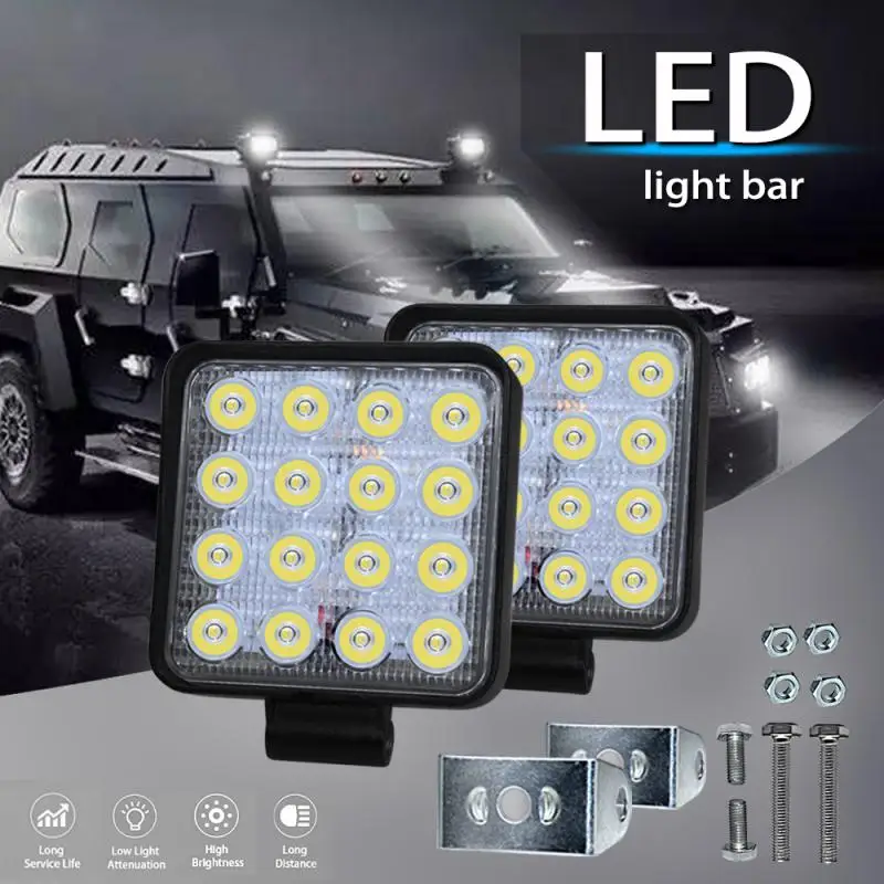 

1X 4WD 48w LED Work Light Spot Flood Work Light 12V volt Bar light for Off Road SUV car trucks accessories 24V Signal Lamp light