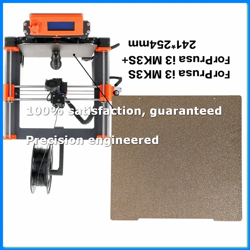 Фото Двусторонняя пружинная стальная пластина PEI 241x254 мм для 3D-принтеров Prusa I3 MK3/MK3S/MK4 - EFT №1