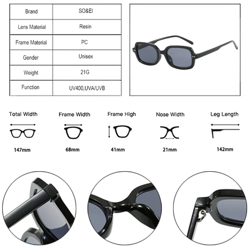 Популярные Модные маленькие прямоугольные солнцезащитные очки SO &amp EI Ins Женские