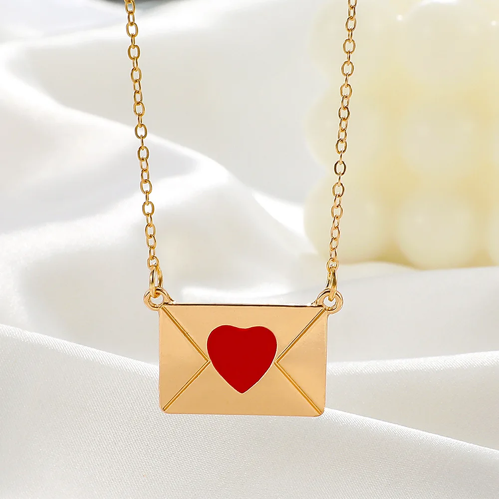

Simple Love Letter Envelope Pendant Necklaces For Women Stainless Steel Necklace Love Valentine's Day Jewelry For Women Gift