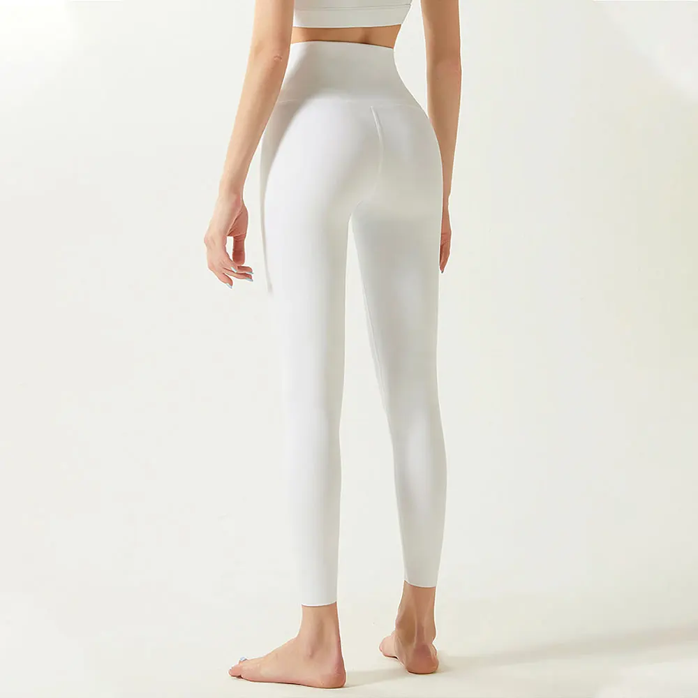 Naked Feeling Leggings Yoga Pants Women Gym Fitness White Seamless Leggings Cross High Waist Sports Tights Running Jogging Pant