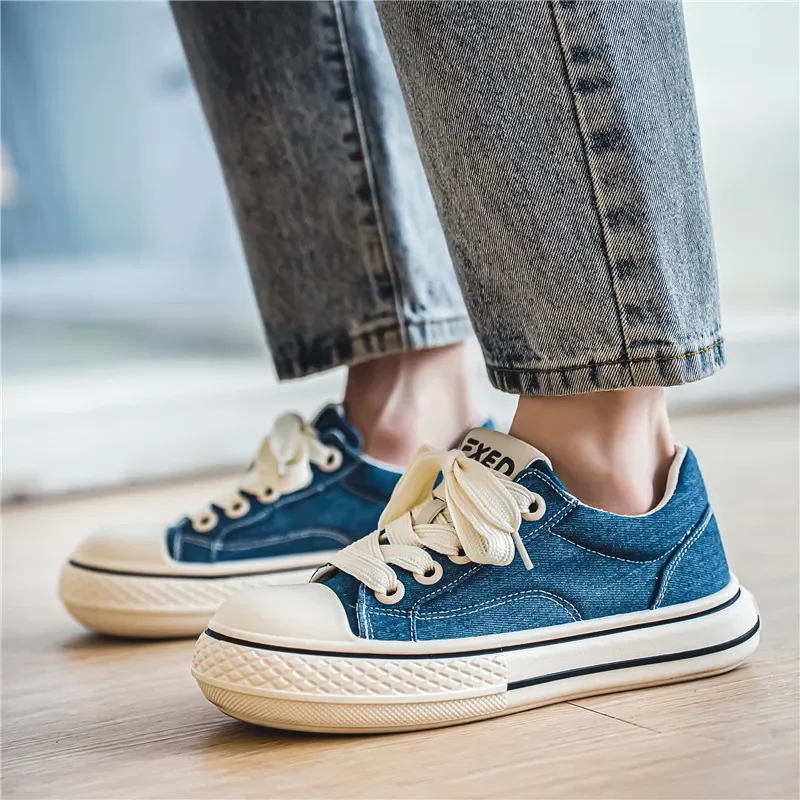 Модные синие мужские парусиновые туфли дизайнерские вулканизированные