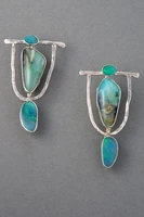 retro earrings silver color earrings for women inlaid green stone dangle earrings women bridal wedding jewelry gift