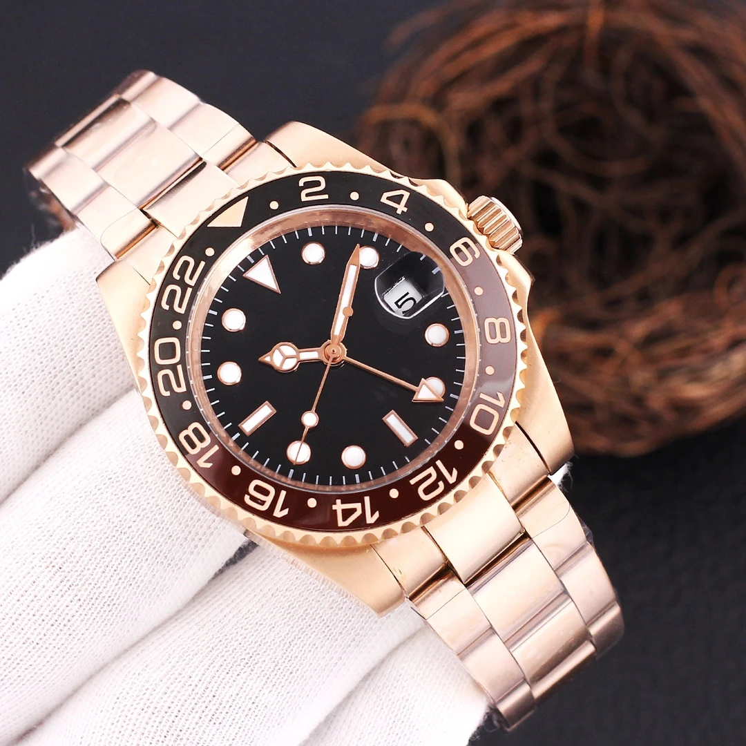 

Automatic Mechanical Mens Watch GMT Black Ceramic