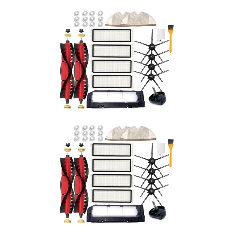 

2X All Sets Main Brush Side Brush HEPA Filter Mop Cloth Replacement For Xiaomi Roborock S6 Pures6 Maxv Vacuum Cleaner