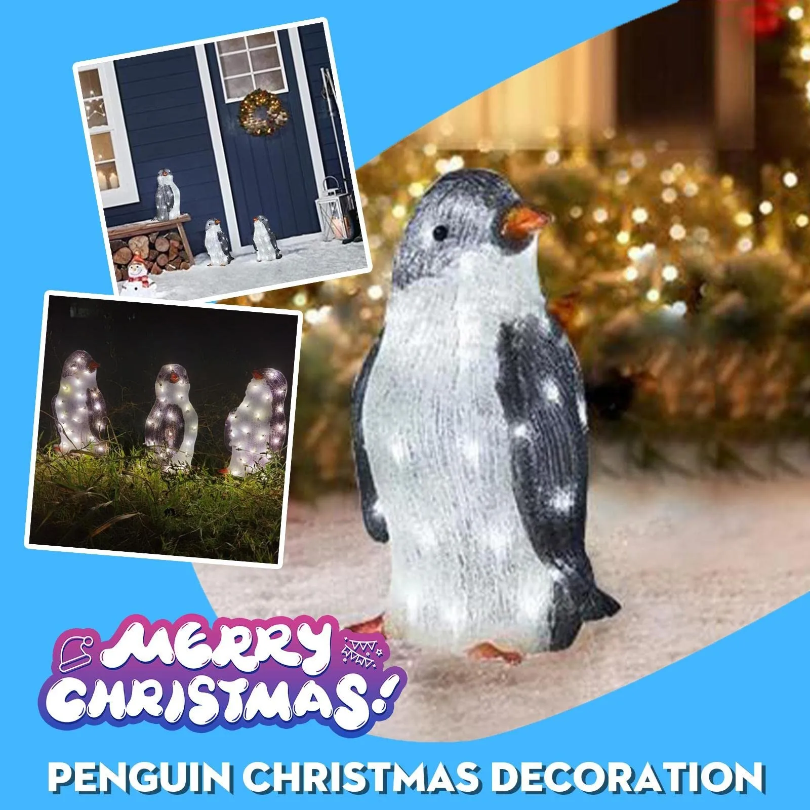 3 шт. новый рождественский светильник декор с изображением пингвина заземляющая