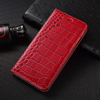 crocodile genuine leather case for oneplus nord 2 2t ce 2 nord n10 n20 n100 n200 5g lite magnetic flip wallet phone cover
