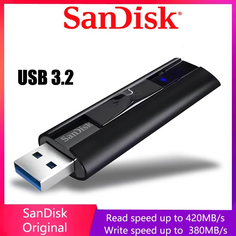 

SanDisk Extreme PRO USB 3.2 Solid State Flash Drive 128GB 256GB 512GB 1TB Pen Drive Up to 420MB/s Original USB Flash Drive CZ880