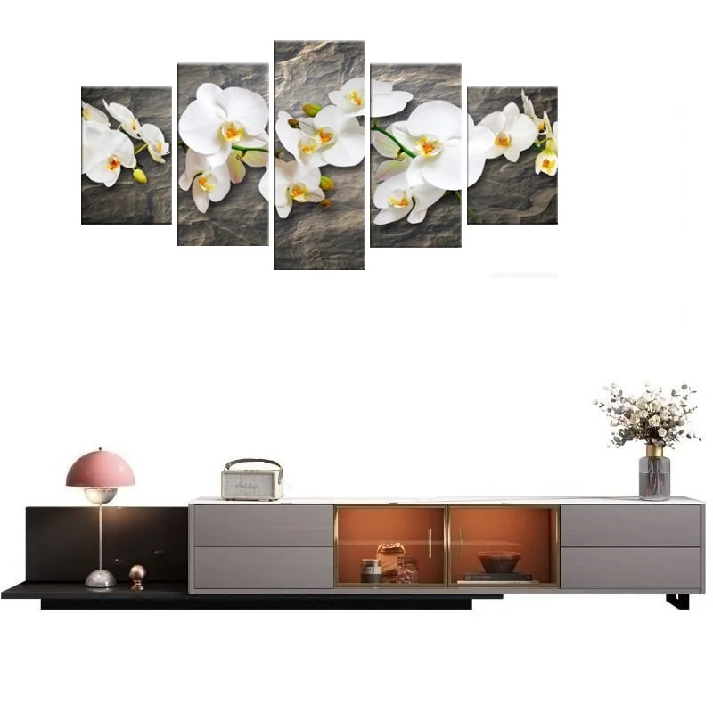 5 панелей холст искусство Белый цветок картина для домашнего декора Орхидея