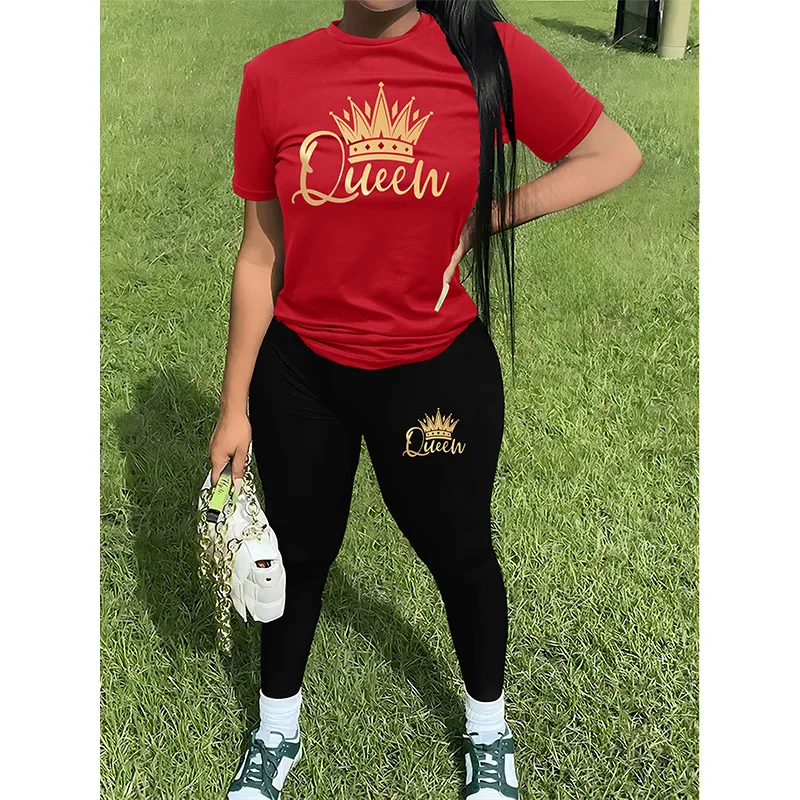 Женский повседневный комплект из 2 предметов футболка и штаны с принтом Новинка