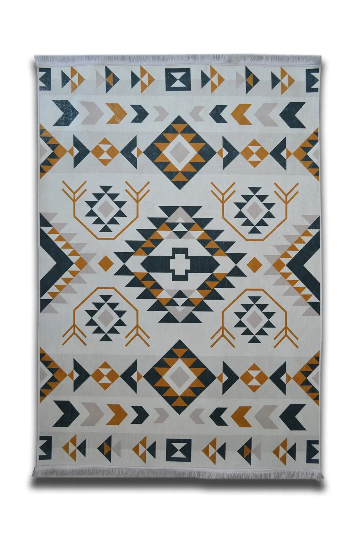 

Хлопковый нескользящий ковер, высококачественный богемный ковер ручной работы, оригинальный классический ковер с бахромой желто-серого цв...