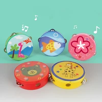 1x 6inch cartoon hand drum tambourine mini musical percussion instrument baby gifts children kids music toys mini musical beat