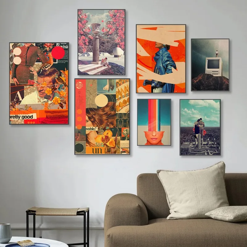 Винтажный сюрреалистичный современный плакат и принты холст живопись настенное