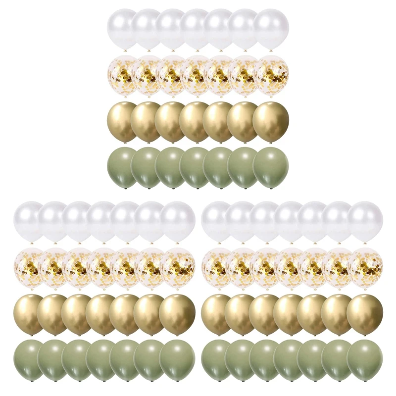 

3Set Balloons Eucalyptus Pearl White Gold Confetti Balloon Wedding Baby Shower Olive Green Birthday Party Decorations