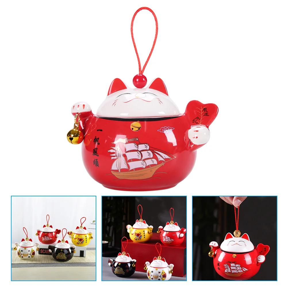 

Jar Tea Storage Canister Container Cat Candy Ceramic Fortunesugar Kitchen Sealed Lucky Canisters Containers Pantry Animal