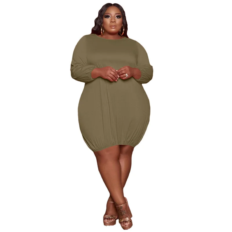 Plus Size New Style Dresses for Women 5xl Party Dress Solid Soft Fabric Stretch Midi Dress Fall Clothes Whole 3xl 4xl 5xl 6xl
