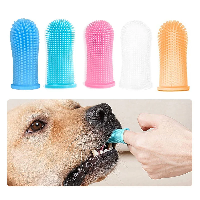 

Silicone Pet Toothbrush Abrasion Resistant Material For Cleaning Teeth Super Soft Hands Finger Brush 360° Cats Dogs Care Tools