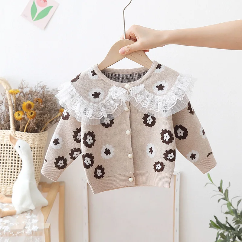 

Newborn Cardigan Autumn Kids Baby Coat Girl Knitting Lace Girls Sweaters Baby Jacket Sweaters Children's Clothing