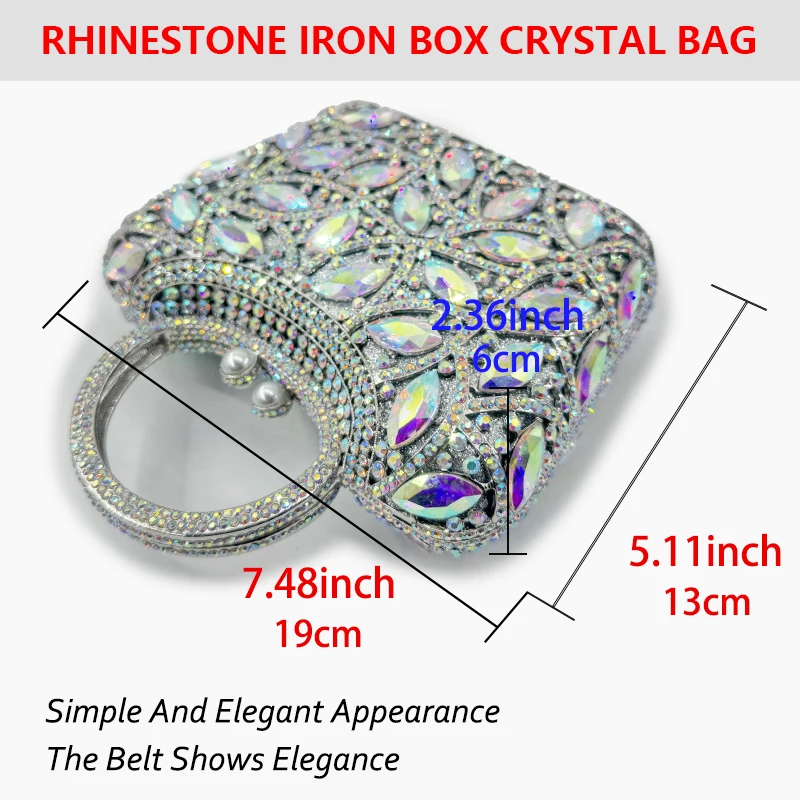 Роскошный золотисто-серебристый клатч со стразами и бриллиантами вечерняя сумка