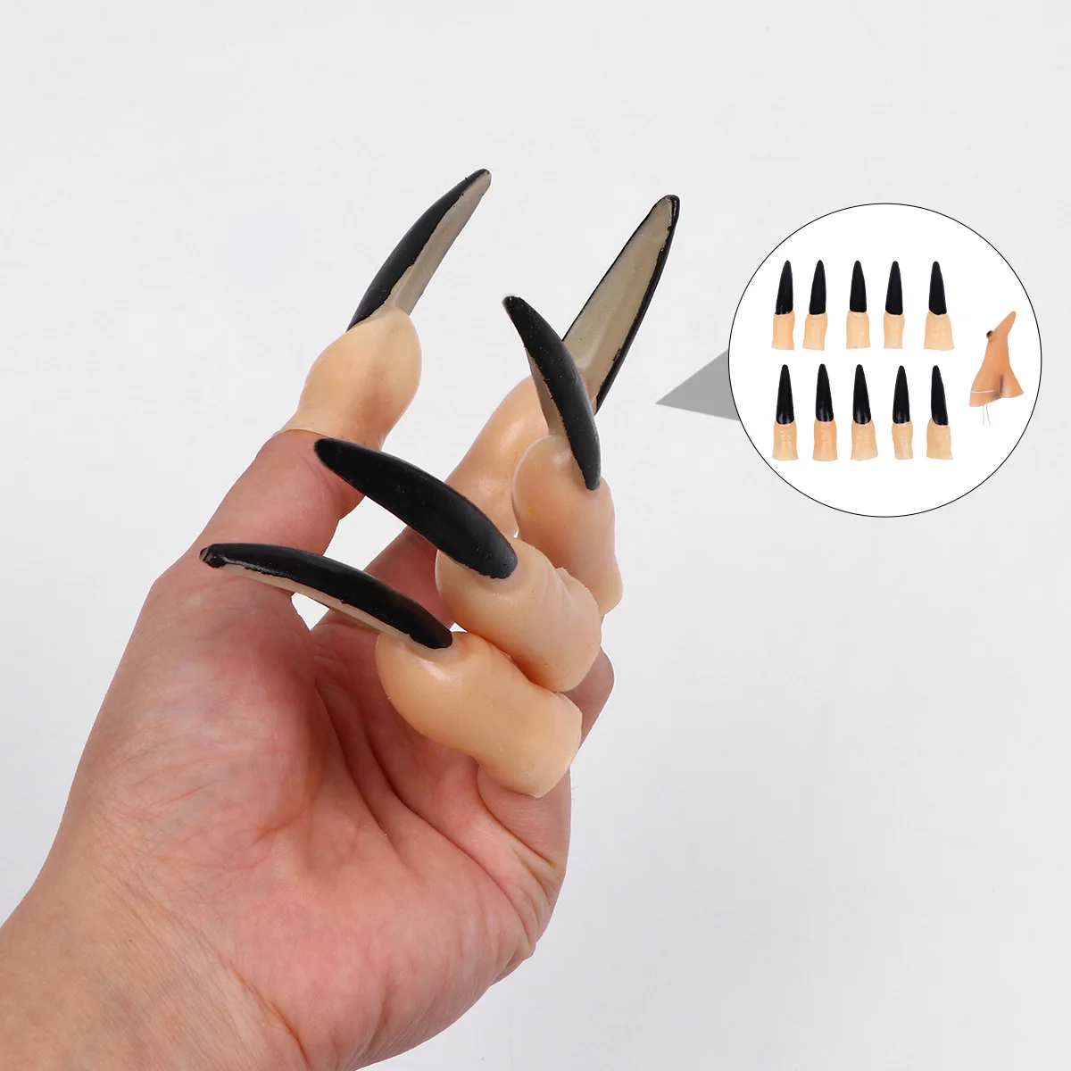 

Witch Nails Fingers Fake Finger Nailzombie Rings Claw Witches Propsnose Cover Claws Black Costume Prop Fingernails Fingernail