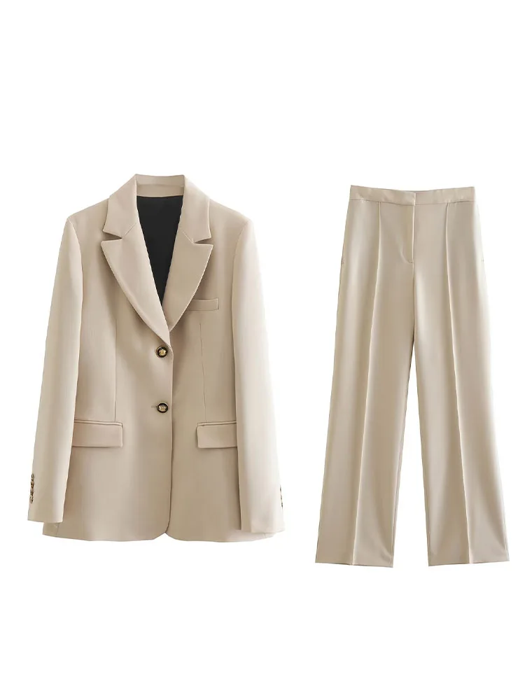 

Women 2022 Autumn New Casual Fashion Slim fit Blazer Coat Vintage Long Sleeve Pockets Female Outerwear Chic