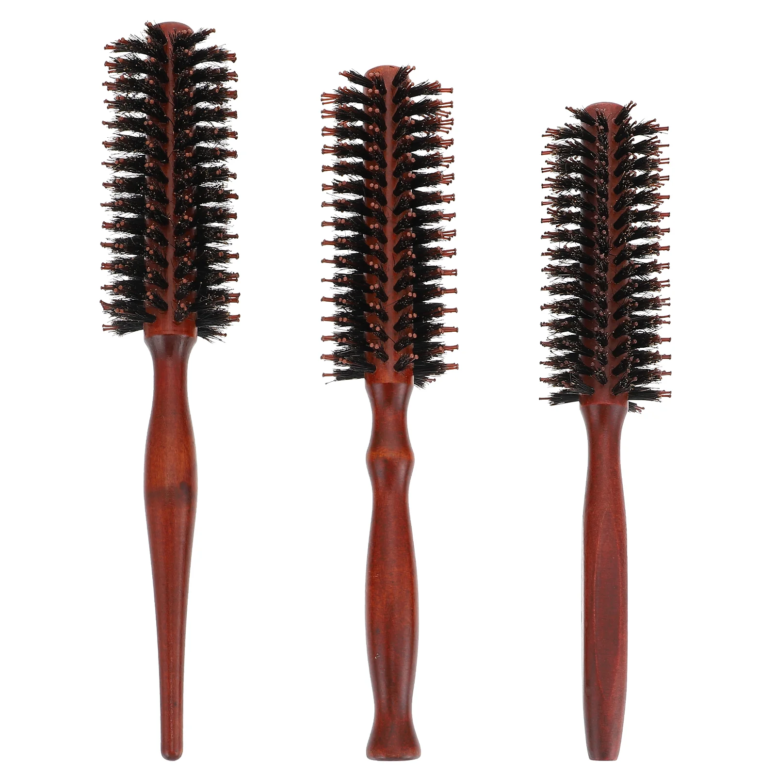 

3 Pcs Curling Comb Hairbrush Curly Round Detangling Lotus Tree Wood Handle