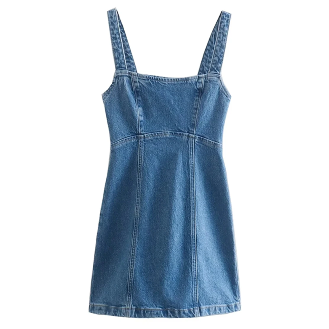 

Jenny&Dave 2022 American Vintage Washed Denim Blue Backless Sexy Mini Denim Dress Women