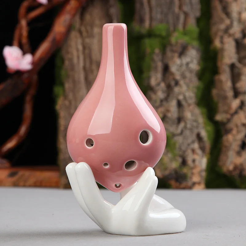 

Long Mouthed Solid Pottery Ocarina 6 Hole Creative Gradient Color Students Ceramics Handmade Beginners Ac Tone Orff Instruments