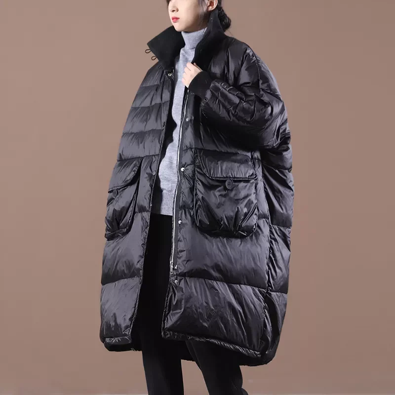 New2022 Winter Women Thick Warm 90% White Duck Down Long Parka Casual Female Pocket Zipper Snow Outwear Loose Down Jackets