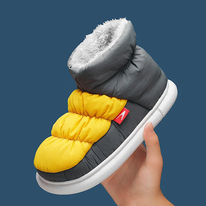 

Ботинки на низком каблуке для мужчин и женщин, теплые простые ботинки с круглым носком, плоская подошва, Нескользящие, зимняя обувь для маль...