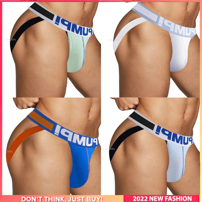 

4Pcs Low Waist Gay Sexy Men Underwear Jockstrap Panties Ins Style Cotton Tanga Men's Thong and G String Man Underpants