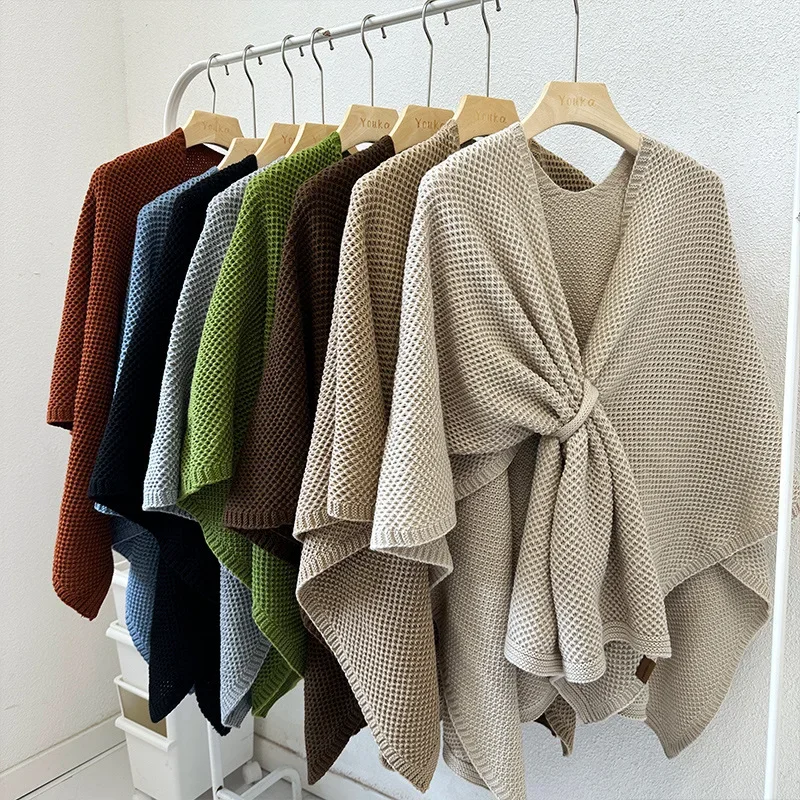 8-цветная новая вязаная накидка крест-накрест большой кардиган с маятником