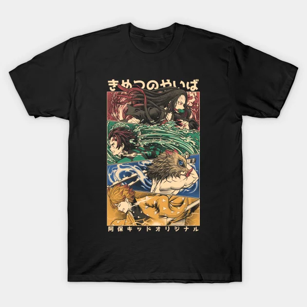 

2021 Men/Women's Summer Black Street Fashion Hip Hop Demon Slayer Kimetsu No Yaiba T-shirt Cotton Tees Short Sleeve Tops