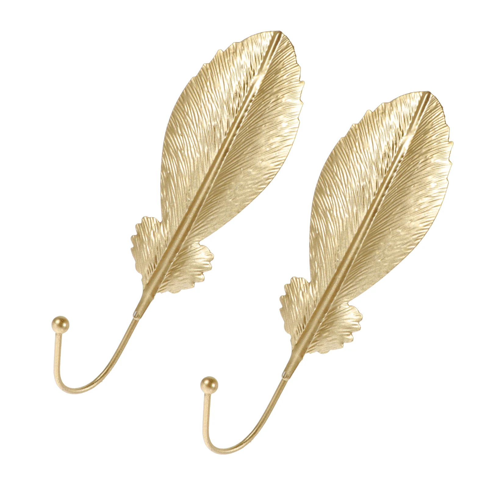 

2Pcs Plume Shaped Hanging Hook Iron Clothes Hook Wall Hanging Hook for Home