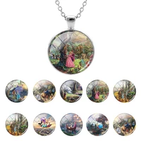 disney glass dome chain colorful image princess pendant necklaces cabochon womens gifts necklaces special offer jewelry qgz188