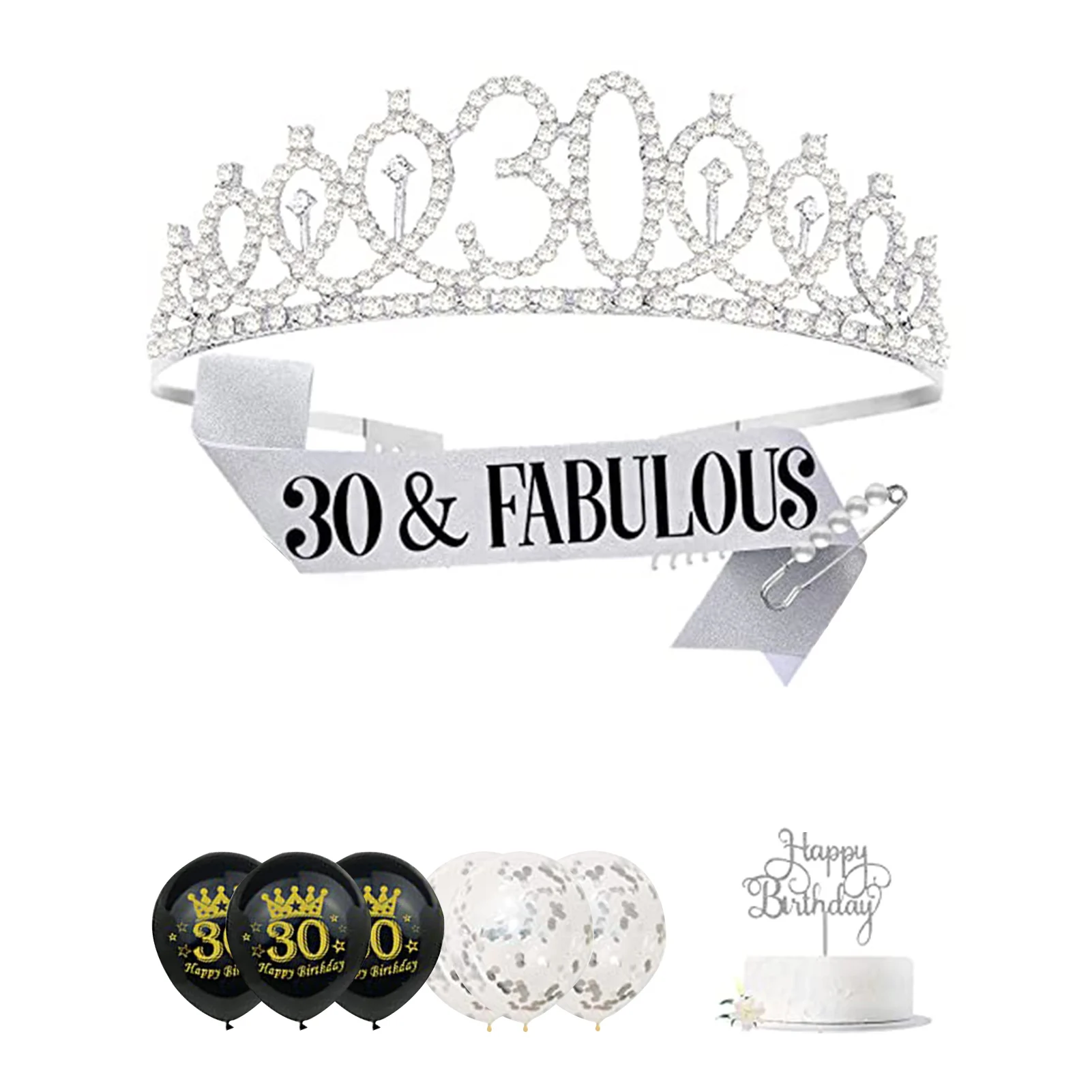 

Набор для девочек на день рождения, короны и тиары для женщин, короны и тиары для 30-го дня рождения, корона для торта на 30-й день рождения, коро...