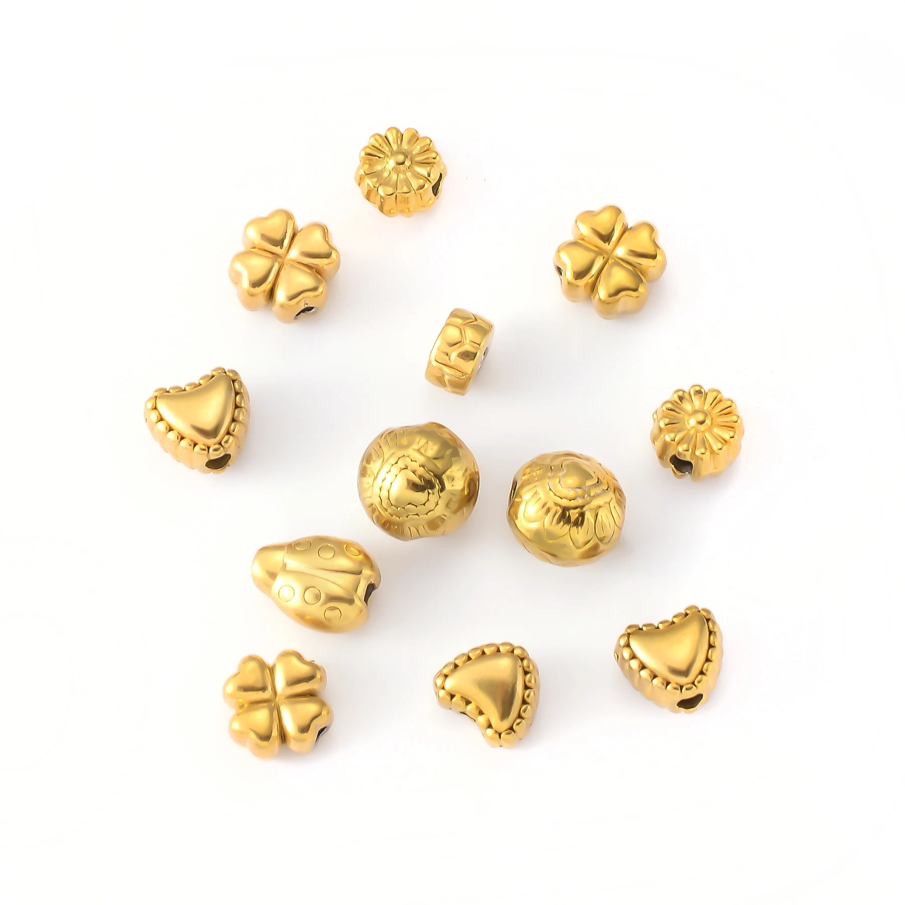 Круглые бусины-разделители из нержавеющей стали 5 шт