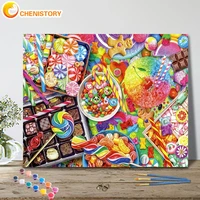 chenistory painting by number colorful candy cake scenery hand painted wall art diy frame picture by numbers drawing on canvas