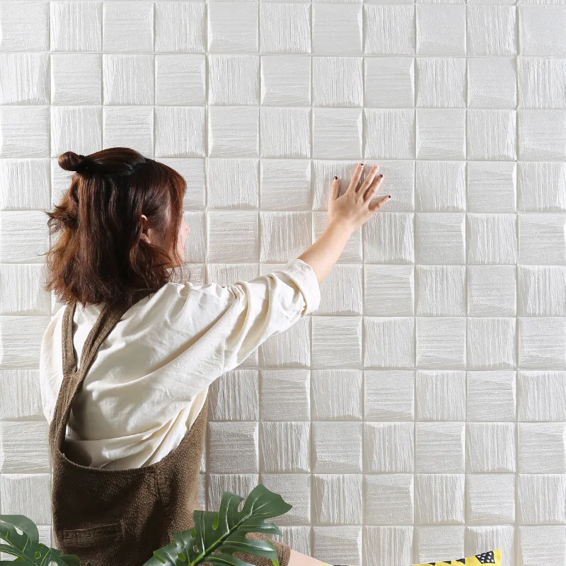

70X70CM New 3D Wall Stickers Self-adhesive Foam Anti-collision Wallpaper Bedroom Living Room Ceiling Decoration