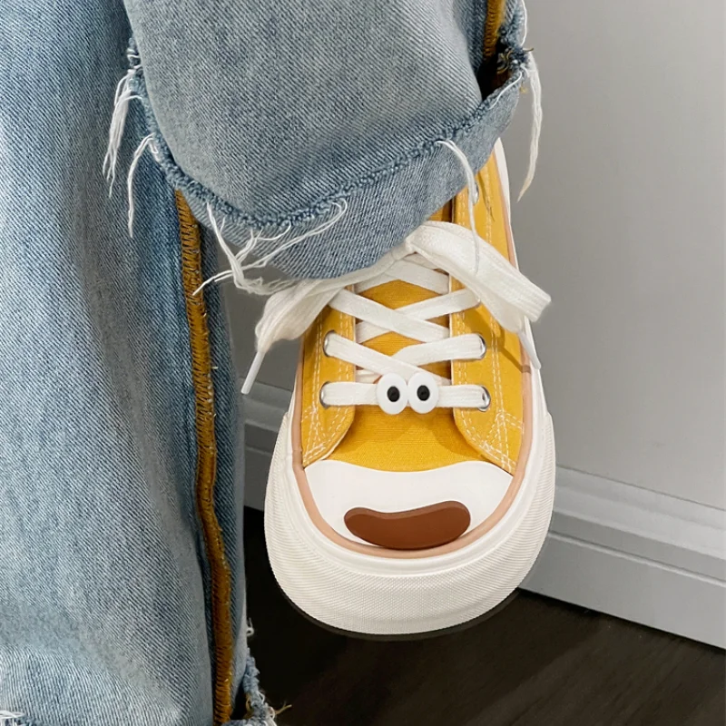 SHANPA Cute Dog Canvas Platform Shoes Summer 2023 New Casual Designer Round Toe Shoes Breathable Non-slip Kawaii Female Zapatos