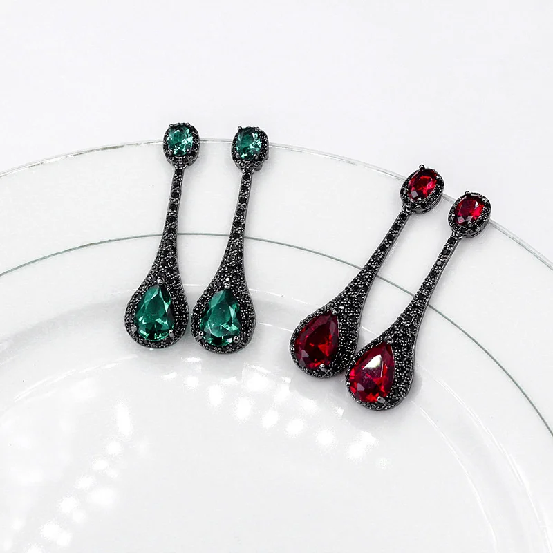 

genuine Luxury brand real jewels 925 silver needle color personalized water drop Zircon Earrings Fashion Female earrings ins hig