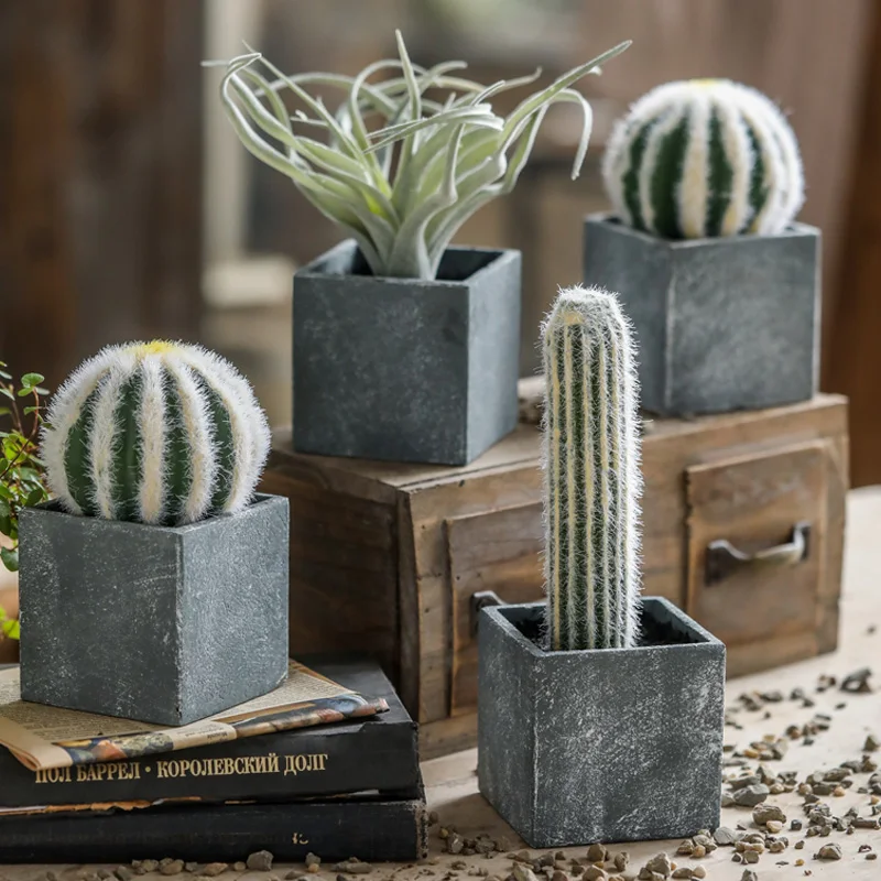 

Cactus Artifical Cereus Decorative Small Simulation Potted Decoration Pu Feel Material Magnesium Oxide Base