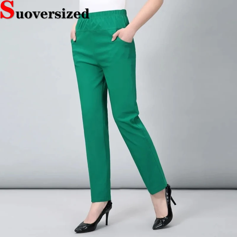 

Summer Thin Women's Ankle-length Straight Pants Oversized 5xl Casual Pantalones Baggy Candy Colors Spodnie Basic Mom's Trousers